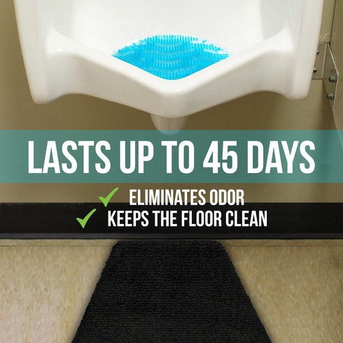 JJ CARE Urinal Mats + Free Urinal Screen Deodorizer (Pack of 8) Non-Slip Bathroom Urine Mat, Disposable Floor Mat with Urinal Screens, Absorbent Toilet Urine